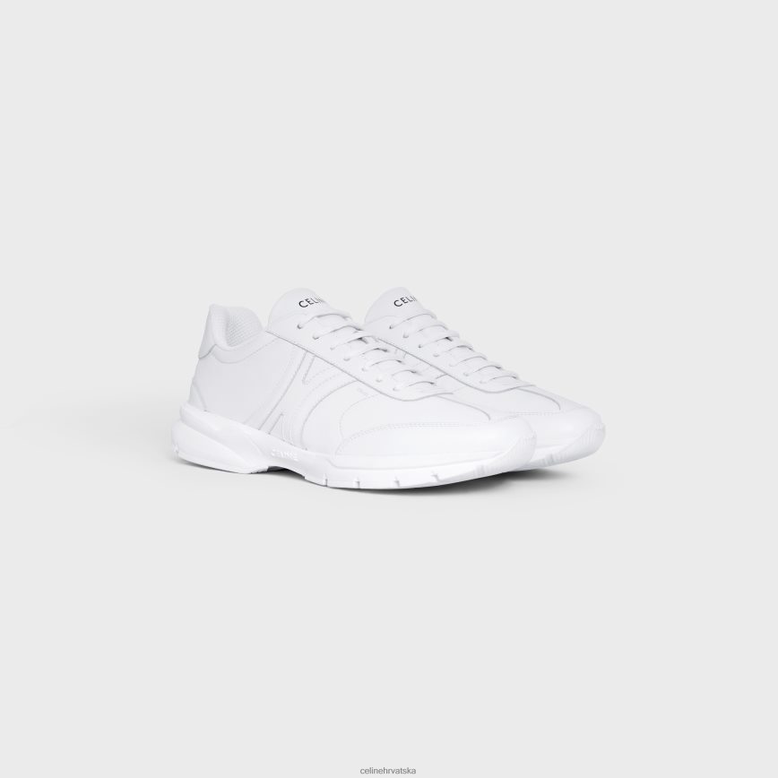 CELINE muškarci runner cr-01 niske tenisice na vezanje od teleće kože optički bijeli obuća 3WE2E2030