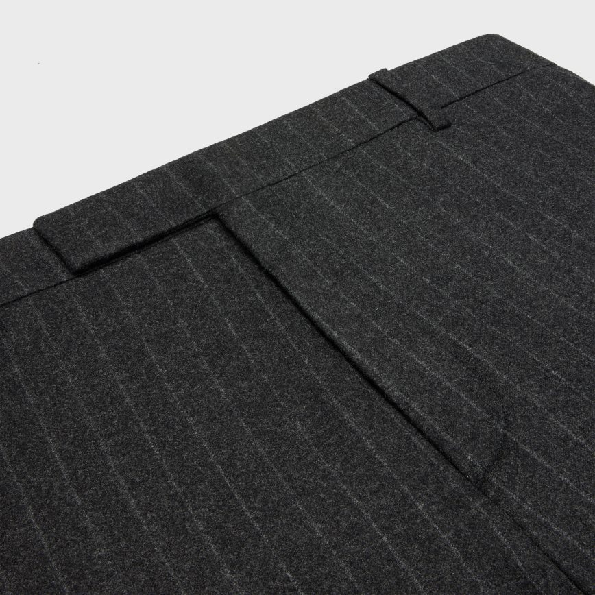 CELINE muškarci klasične hlače u prugastom flanelu sivi melange odjeća 3WE2E1905