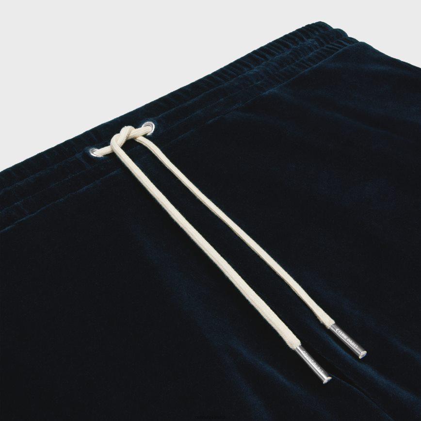 CELINE muškarci trenirka hlače od baršunastog žerseja ponoćka/ekru odjeća 3WE2E2013