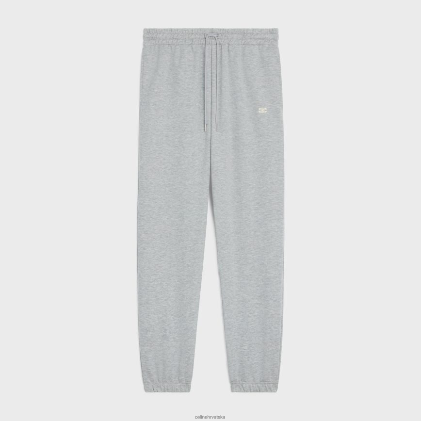 CELINE muškarci triomphe trenirke od pamuka i kašmira sivo/bijelo odjeća 3WE2E2019