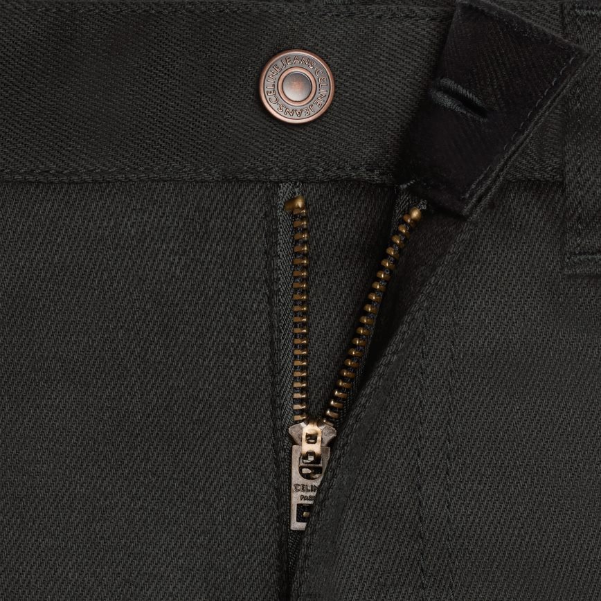 CELINE muškarci uske hlače niskog struka od rastezljivog trapera čista crna odjeća 3WE2E2003