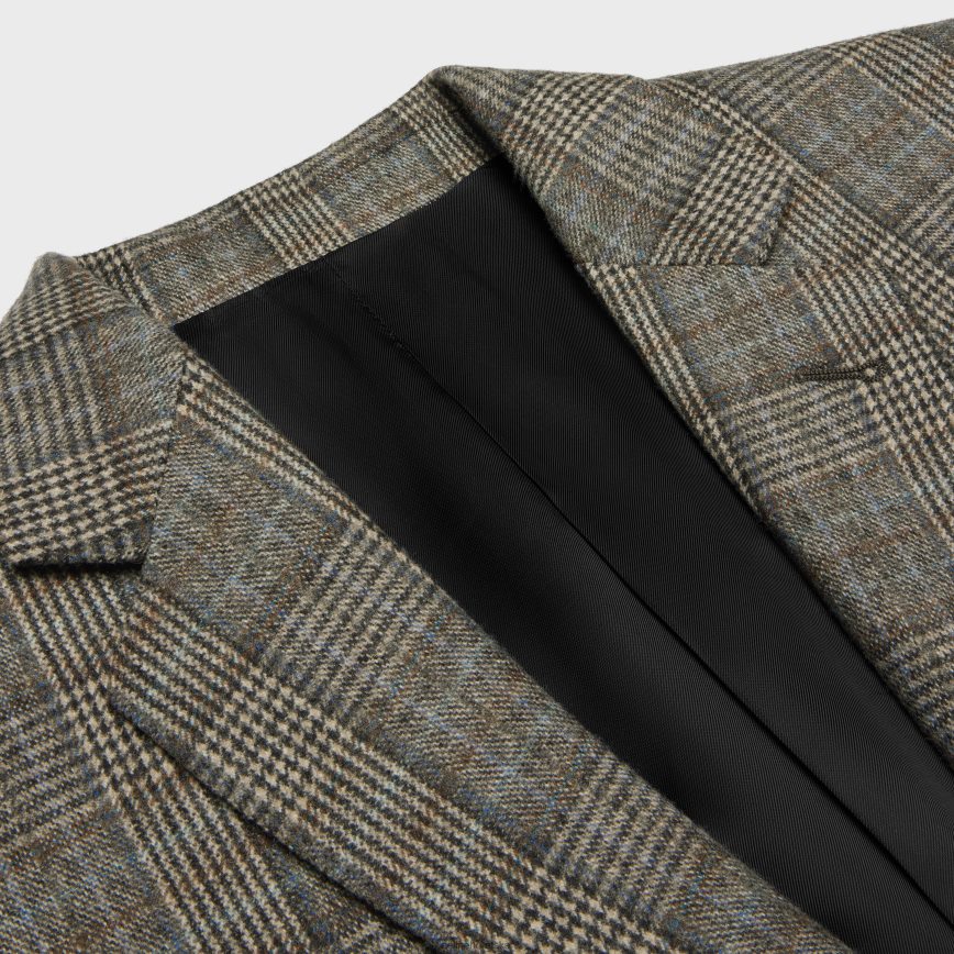 CELINE muškarci carnaby jakna u jakni u flanelu princa od Walesa slonovača/sivi/tofee odjeća 3WE2E1879