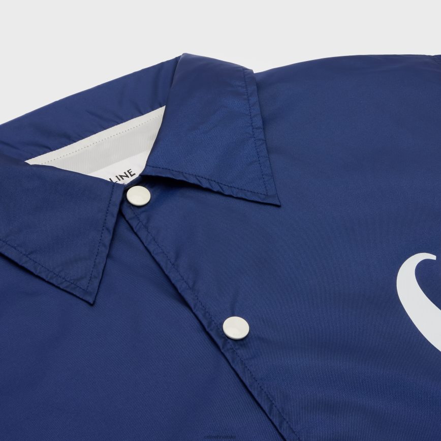 CELINE muškarci duga trenerska jakna od laganog najlona mornarsko plava odjeća 3WE2E1850