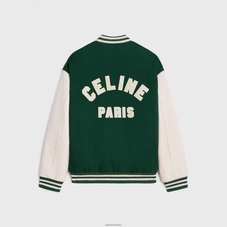 CELINE muškarci široka teddy jakna od teksturirane vune zelena odjeća 3WE2E1777