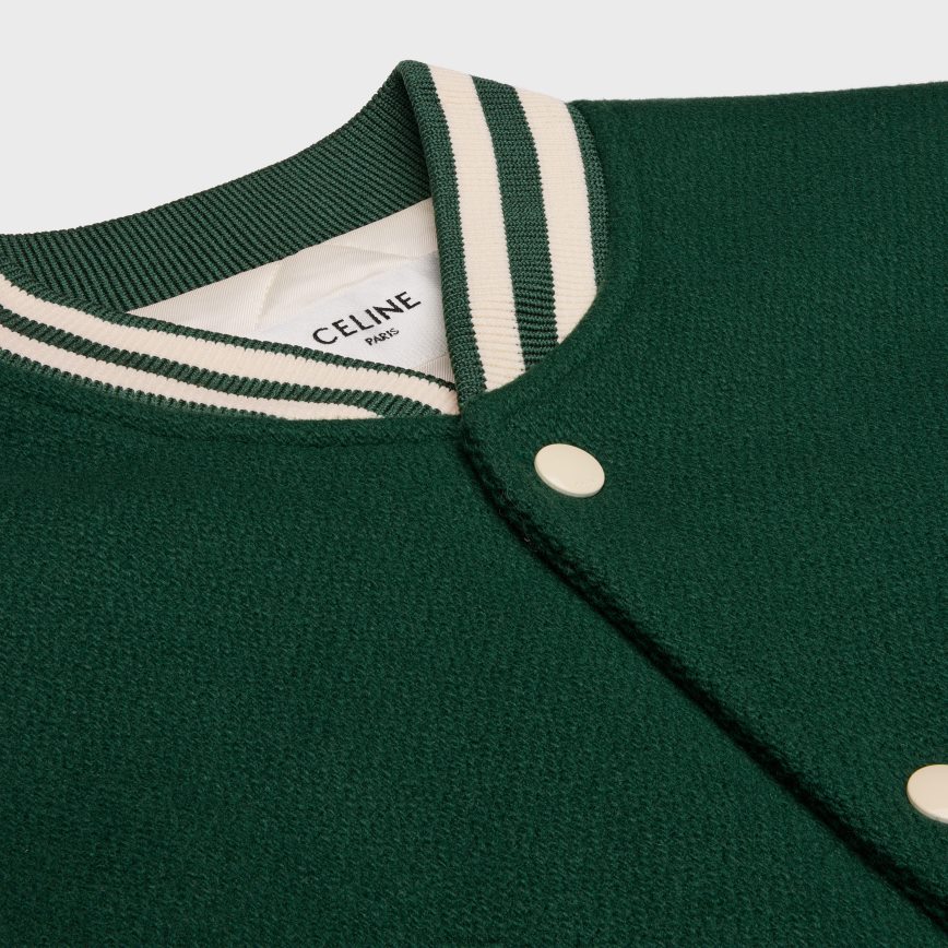 CELINE muškarci široka teddy jakna od teksturirane vune zelena odjeća 3WE2E1777