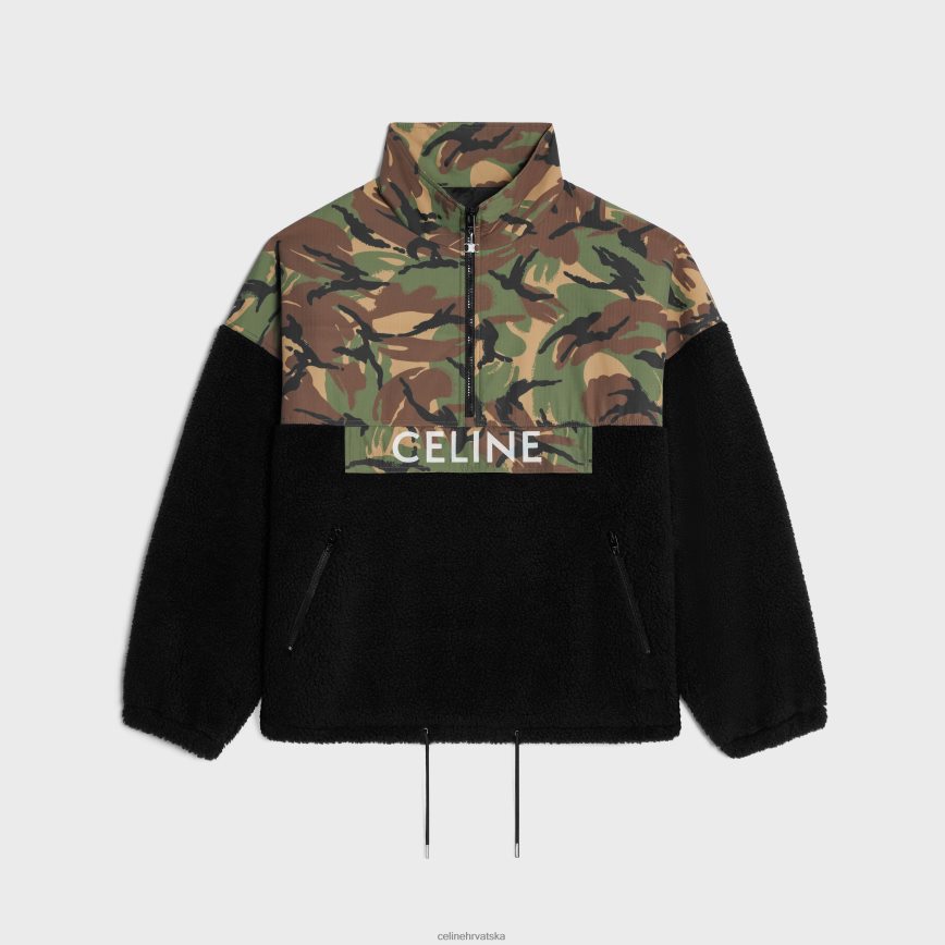 CELINE muškarci jakna od dva materijala crna/kamuflažna odjeća 3WE2E1806