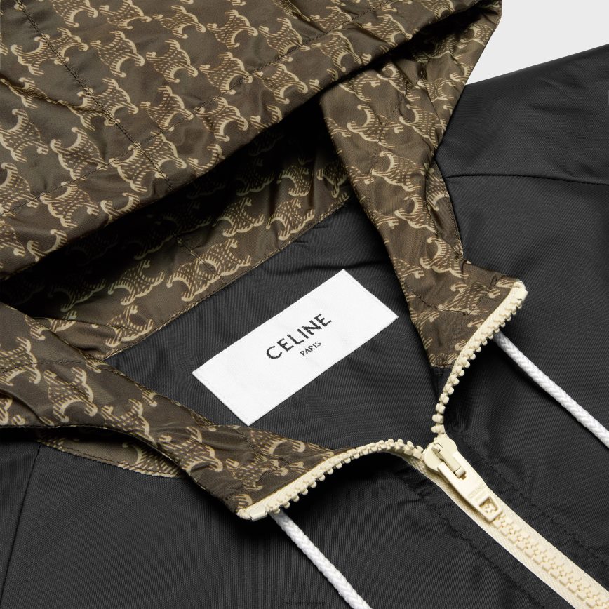 CELINE muškarci jakna od monogram najlona bež/crna odjeća 3WE2E1855