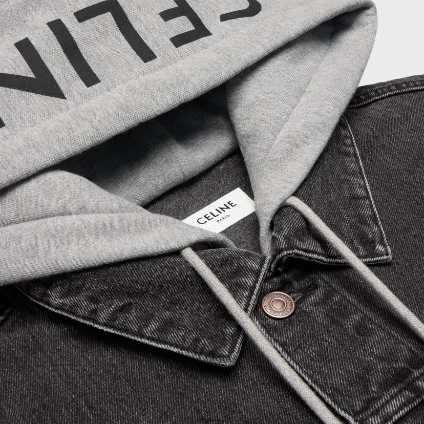 CELINE muškarci kamionska jakna od trapera pranje ugljenom odjeća 3WE2E1785