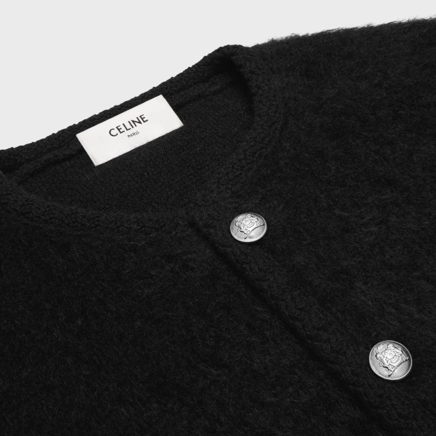 CELINE muškarci kardigan jakna od brušenog mohera crno odjeća 3WE2E1954