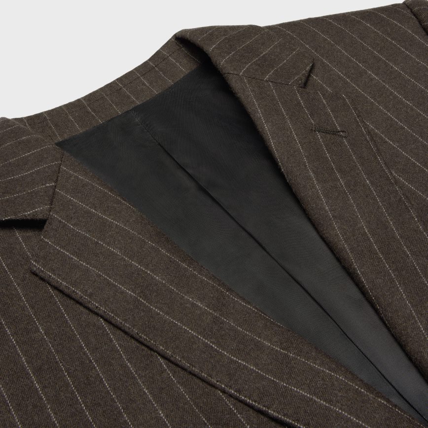 CELINE muškarci karnabi jakna u jakni od prugastog flanela marron/craie odjeća 3WE2E1878