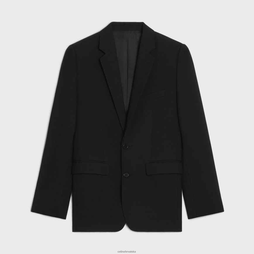 CELINE muškarci karnabi jakna u jakni od vunenog gabardina crno odjeća 3WE2E1877