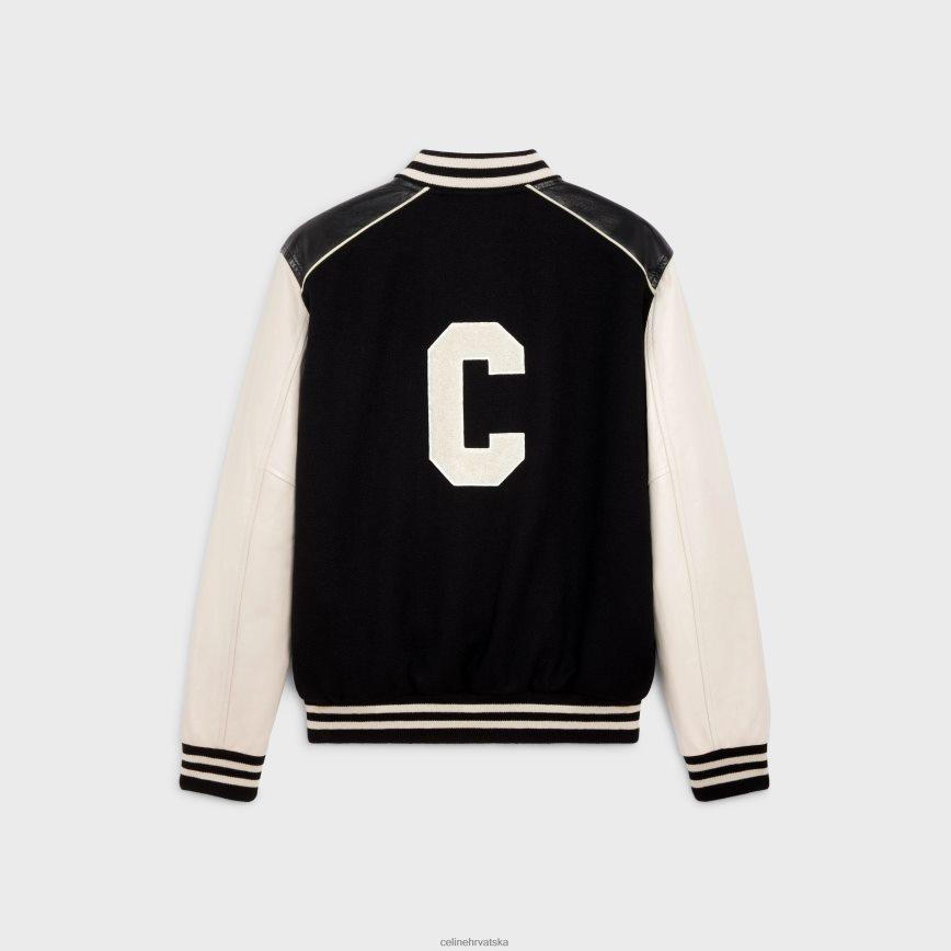 CELINE muškarci klasična teddy jakna od teksturirane vune crno odjeća 3WE2E1838