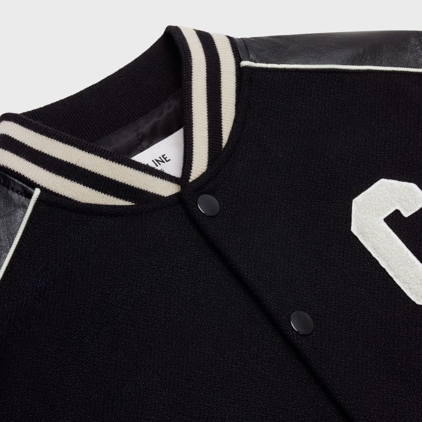 CELINE muškarci klasična teddy jakna od teksturirane vune crno odjeća 3WE2E1838