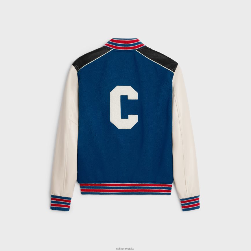 CELINE muškarci klasična teddy jakna od teksturirane vune kobalt odjeća 3WE2E1839