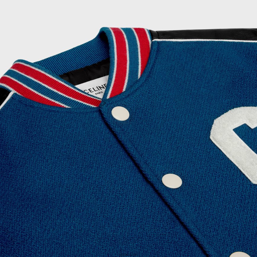 CELINE muškarci klasična teddy jakna od teksturirane vune kobalt odjeća 3WE2E1839