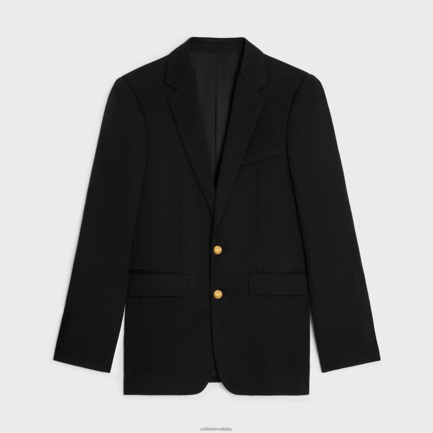 CELINE muškarci klasični sako od dijagonalne vune crno odjeća 3WE2E1786