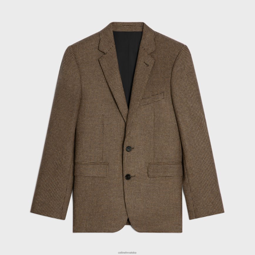 CELINE muškarci klasični sako od flanela od kašmira deva/marron odjeća 3WE2E1787