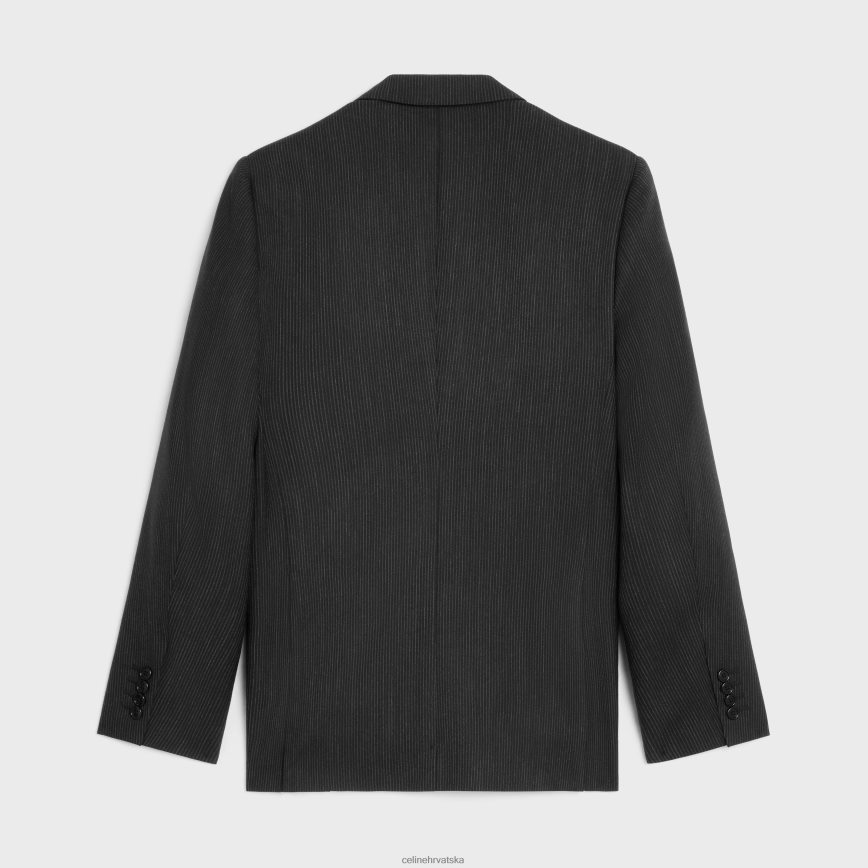 CELINE muškarci klasični sako od prugaste vune crno bijeli odjeća 3WE2E1882