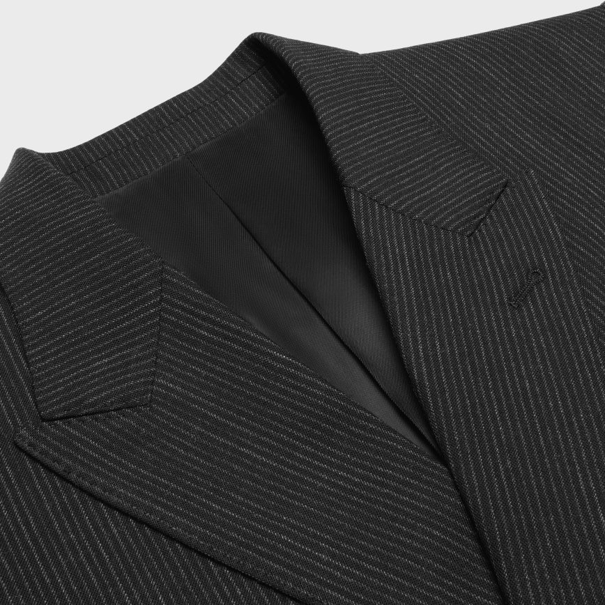 CELINE muškarci klasični sako od prugaste vune crno bijeli odjeća 3WE2E1882