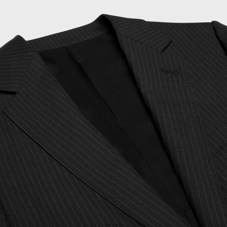 CELINE muškarci klasični sako od prugastog flanela crni/sivi odjeća 3WE2E1875