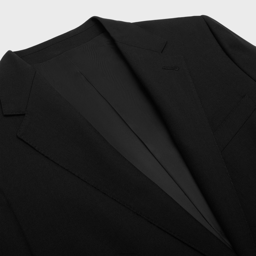 CELINE muškarci klasični sako od vunenog gabardina crno odjeća 3WE2E1869