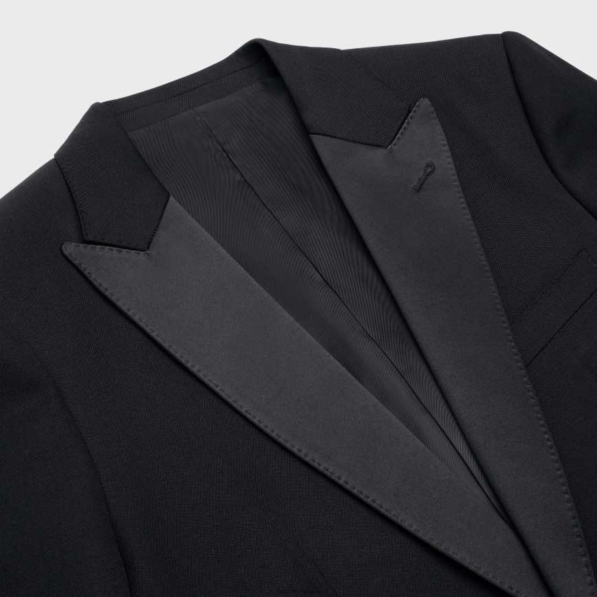 CELINE muškarci klasični smoking jakna u grain de poudre crno odjeća 3WE2E1881