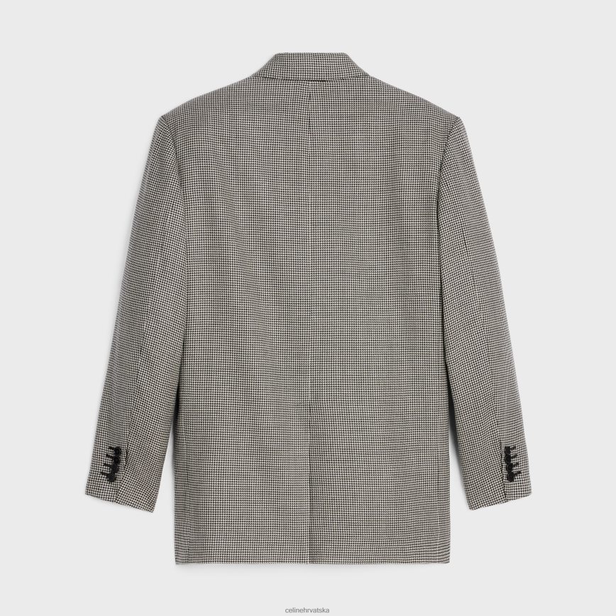 CELINE muškarci kutijasta jakna od kašmir vune craie/noir odjeća 3WE2E1886