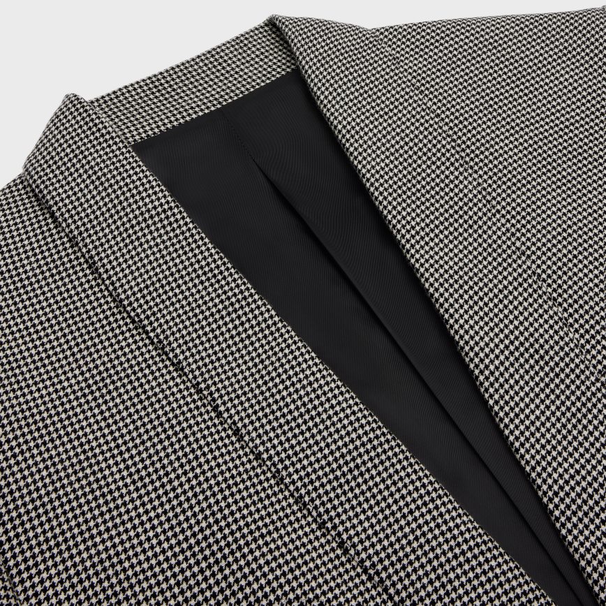 CELINE muškarci kutijasta jakna od kašmir vune craie/noir odjeća 3WE2E1886