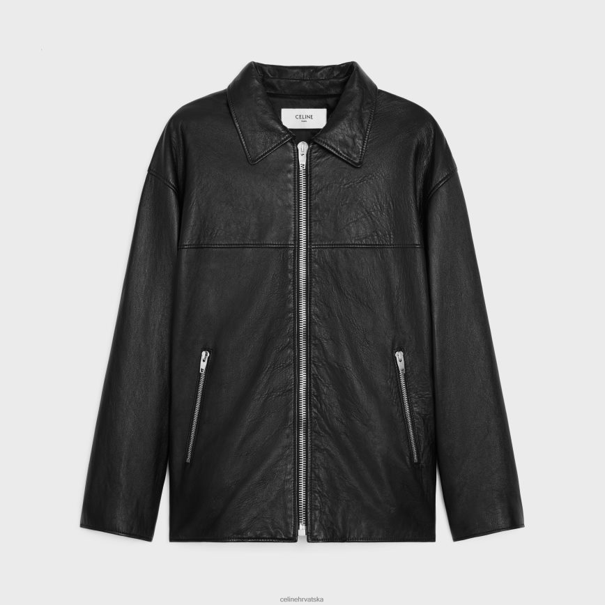 CELINE muškarci policijska jakna od meke janjeće kože crno odjeća 3WE2E1779
