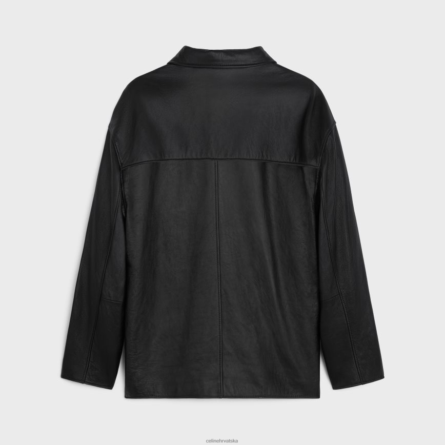 CELINE muškarci policijska jakna od meke janjeće kože crno odjeća 3WE2E1779
