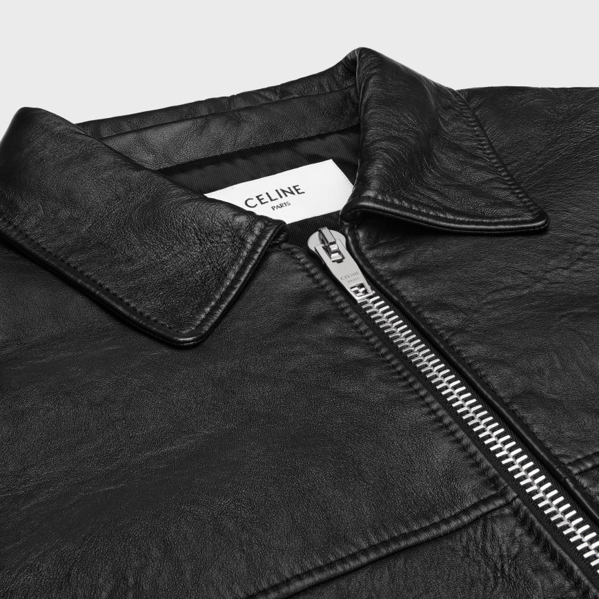 CELINE muškarci policijska jakna od meke janjeće kože crno odjeća 3WE2E1779