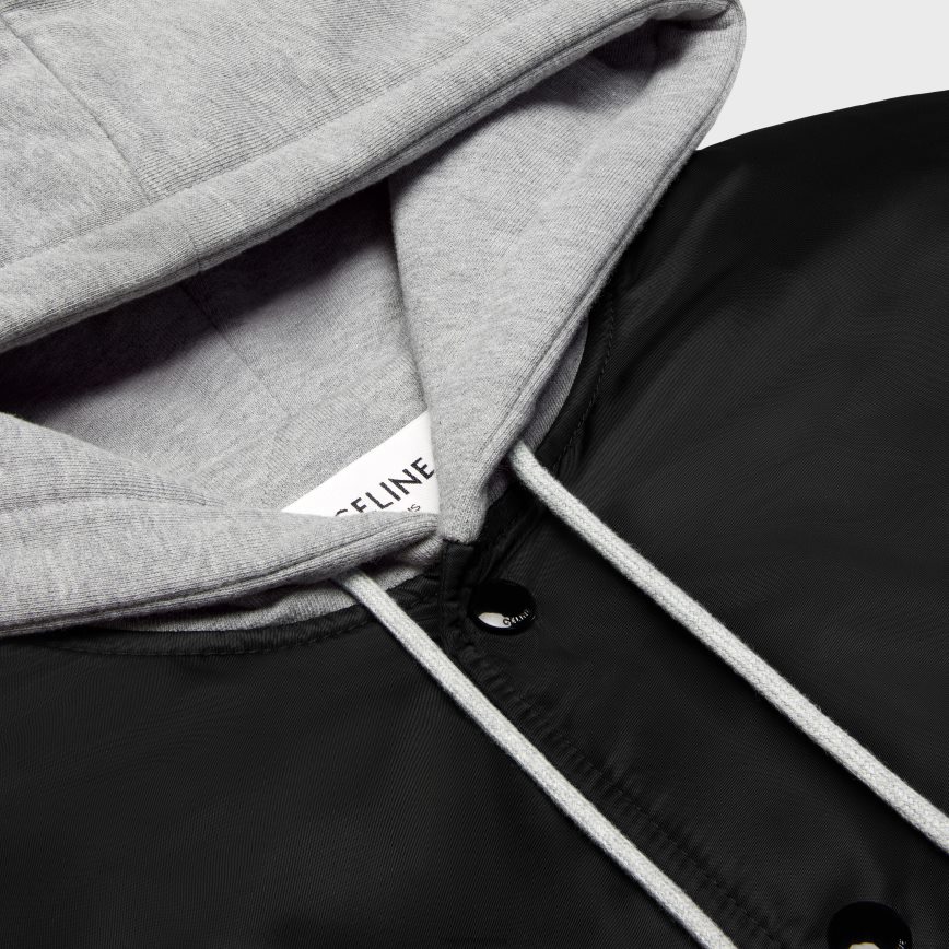 CELINE muškarci prevelika teddy jakna s kapuljačom od najlona crno odjeća 3WE2E1853