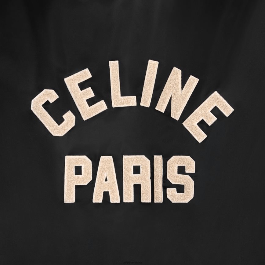 CELINE muškarci prevelika teddy jakna s kapuljačom od najlona crno odjeća 3WE2E1853