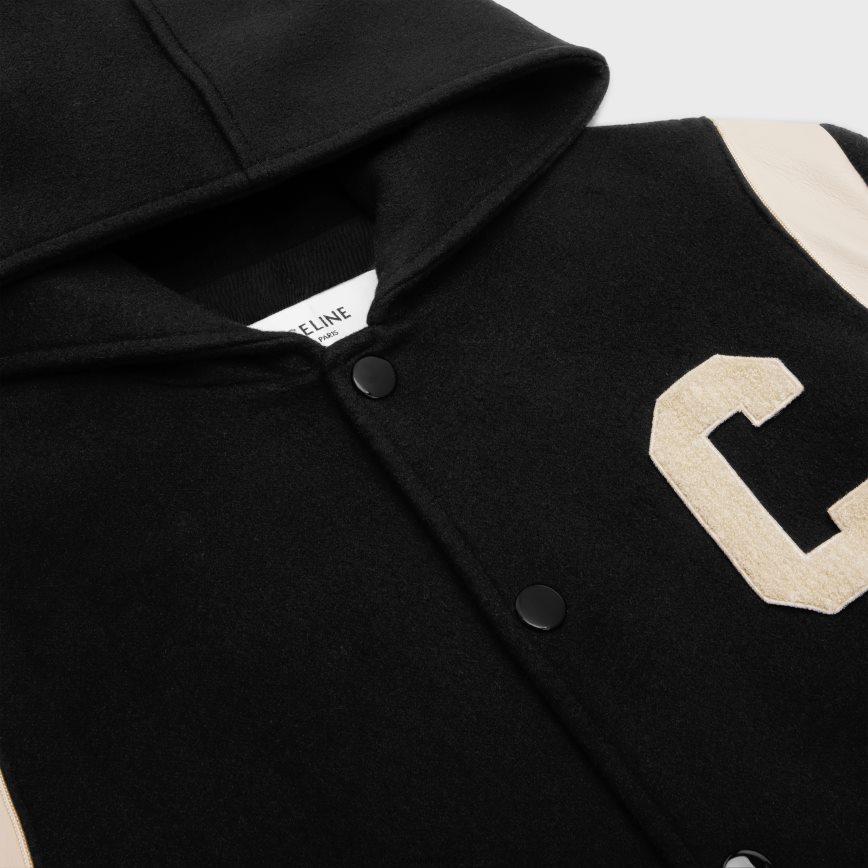 CELINE muškarci teddy jakna s kapuljačom od kašmir vune crno odjeća 3WE2E1836