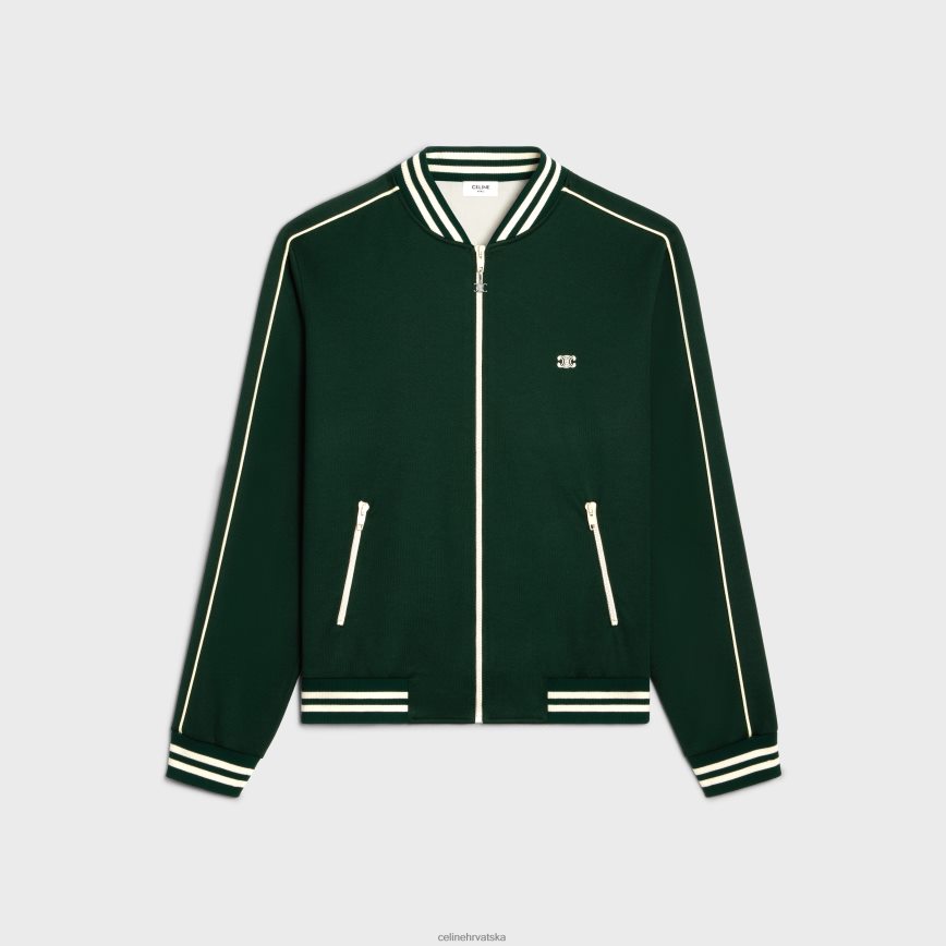 CELINE muškarci triomphe teddy jakna u dresu s dva lica tamnozelena/sivobijela odjeća 3WE2E1952