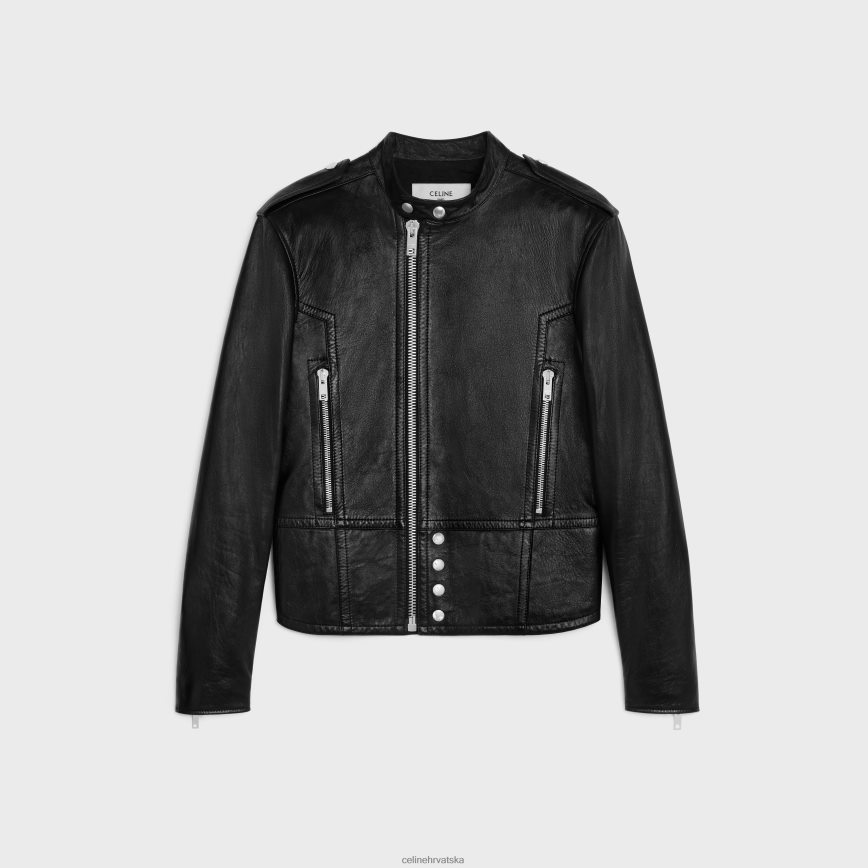 CELINE muškarci trkaća jakna od meke janjeće kože crno odjeća 3WE2E1780