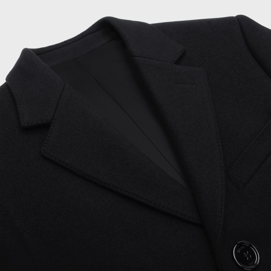 CELINE muškarci kutijasti kaput od filca crno odjeća 3WE2E1862