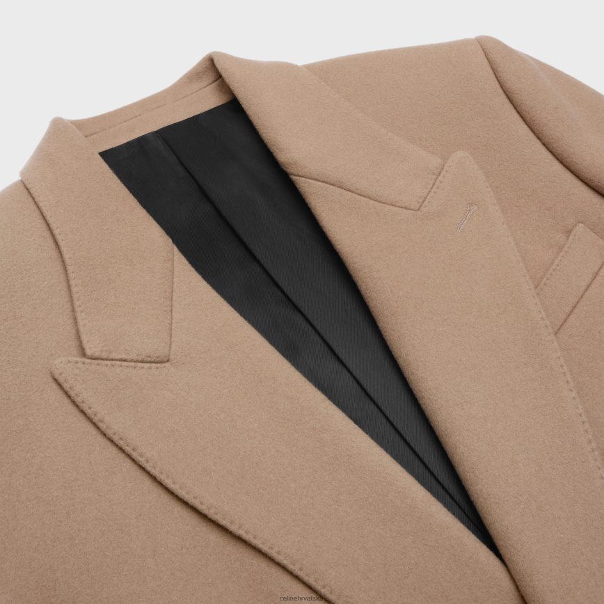 CELINE muškarci kutijasti kaput od tkanine od kašmira tamna deva odjeća 3WE2E1863