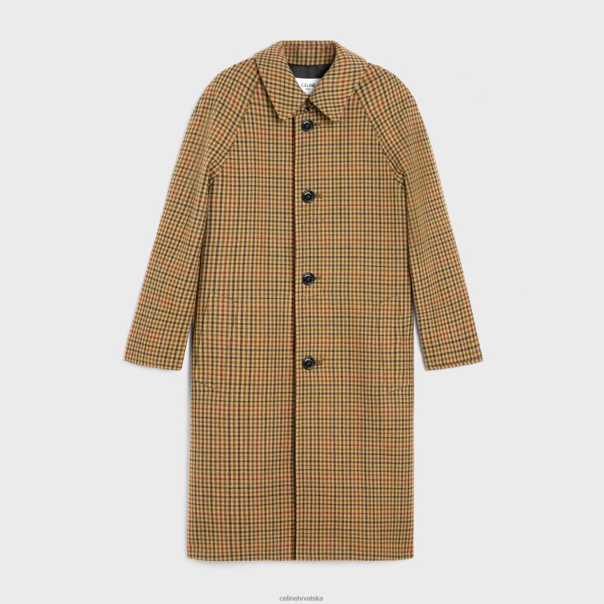 CELINE muškarci mac kaput od karirane vune bež/kaki/rouille odjeća 3WE2E1860