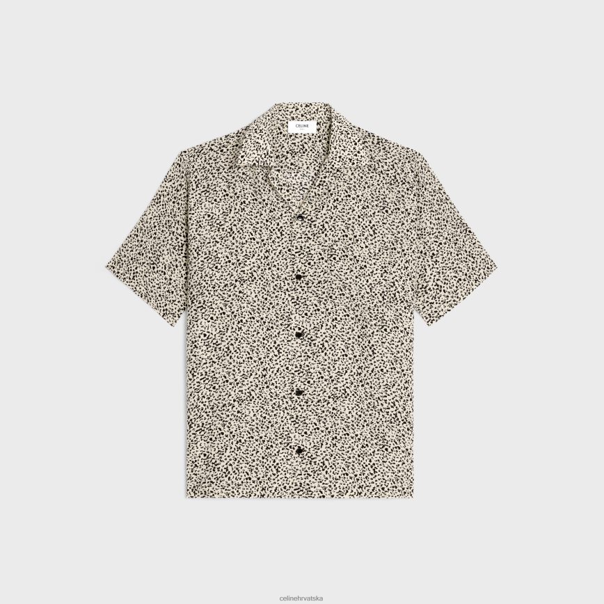 CELINE muškarci havajska košulja u printu crepe de chine vanilija/noir odjeća 3WE2E1922