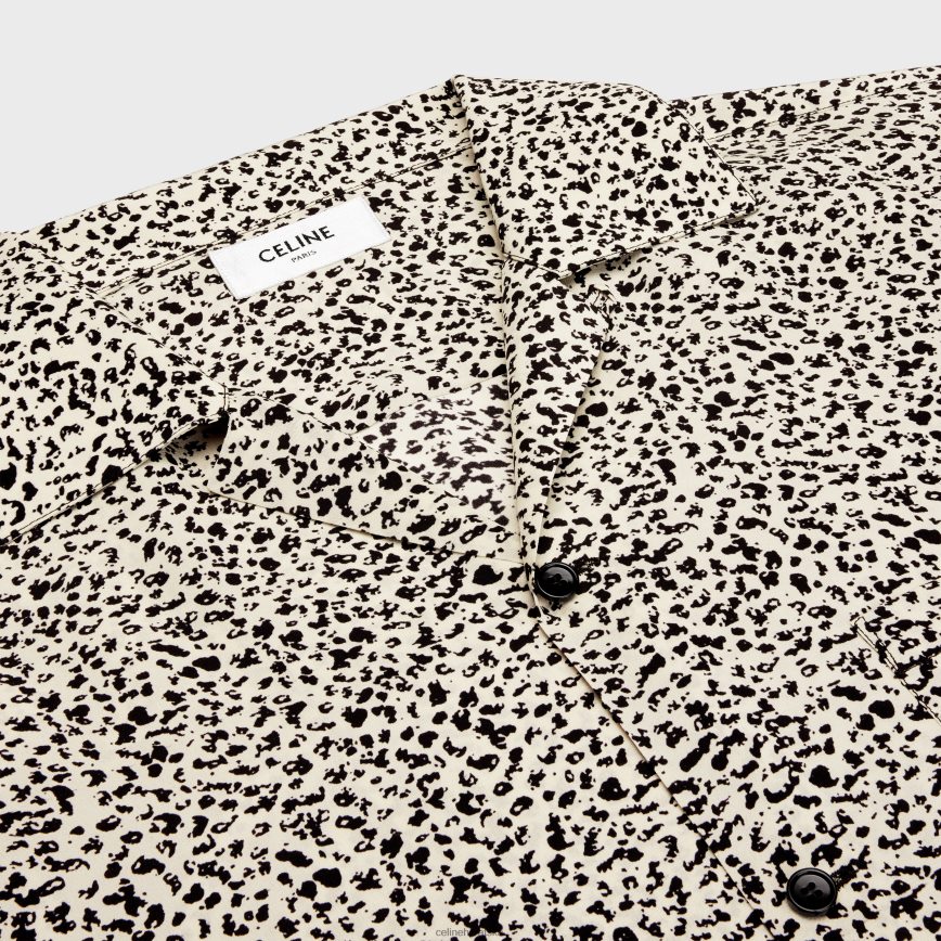 CELINE muškarci havajska košulja u printu crepe de chine vanilija/noir odjeća 3WE2E1922