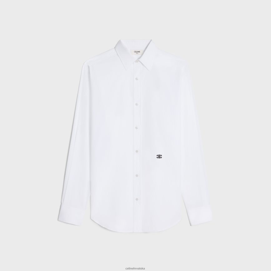 CELINE muškarci široka košulja od pamučnog popelina bijela odjeća 3WE2E1799