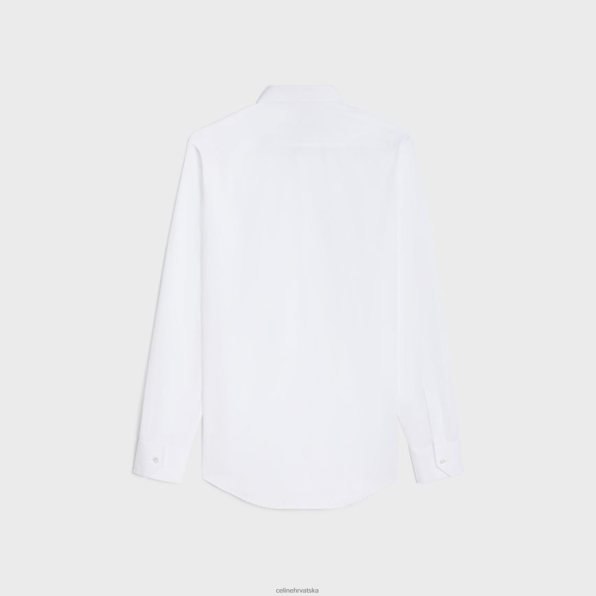 CELINE muškarci široka košulja od pamučnog popelina bijela odjeća 3WE2E1799