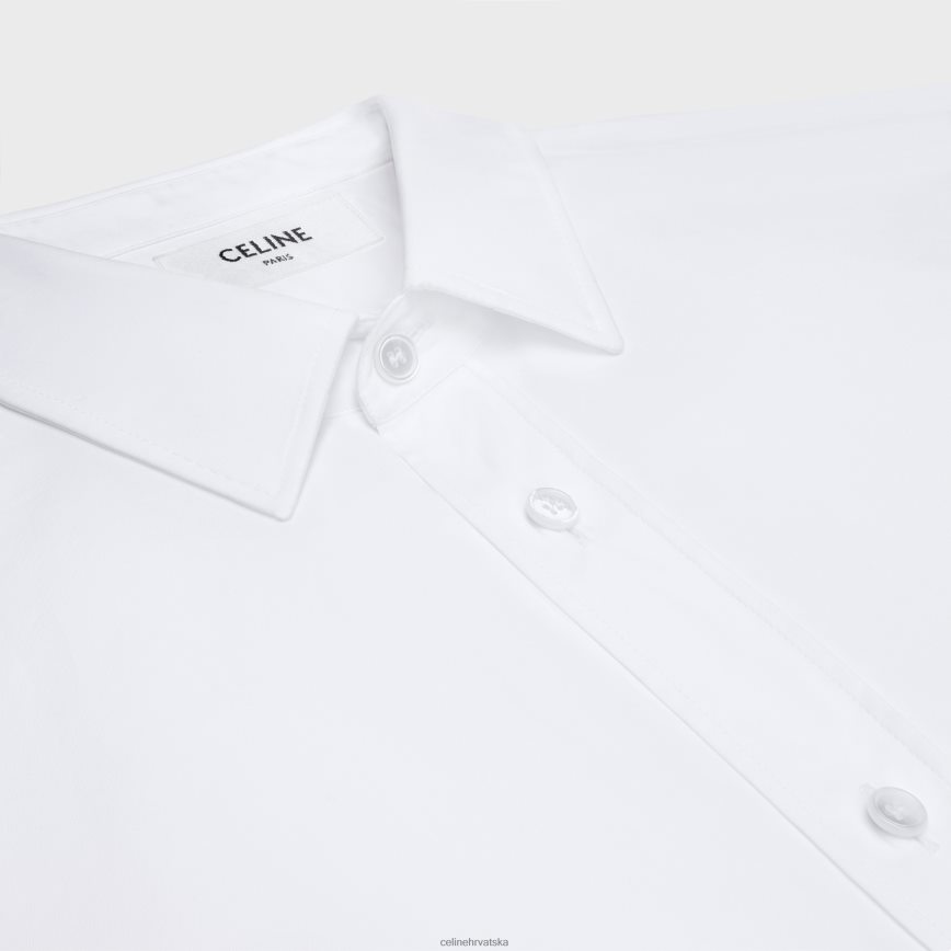 CELINE muškarci široka košulja od pamučnog popelina bijela odjeća 3WE2E1799