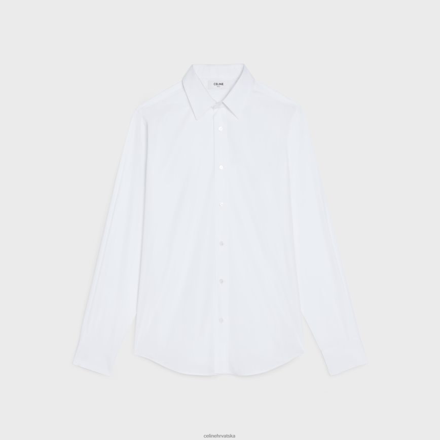 CELINE muškarci široka košulja od pamučnog popelina bijela odjeća 3WE2E1916