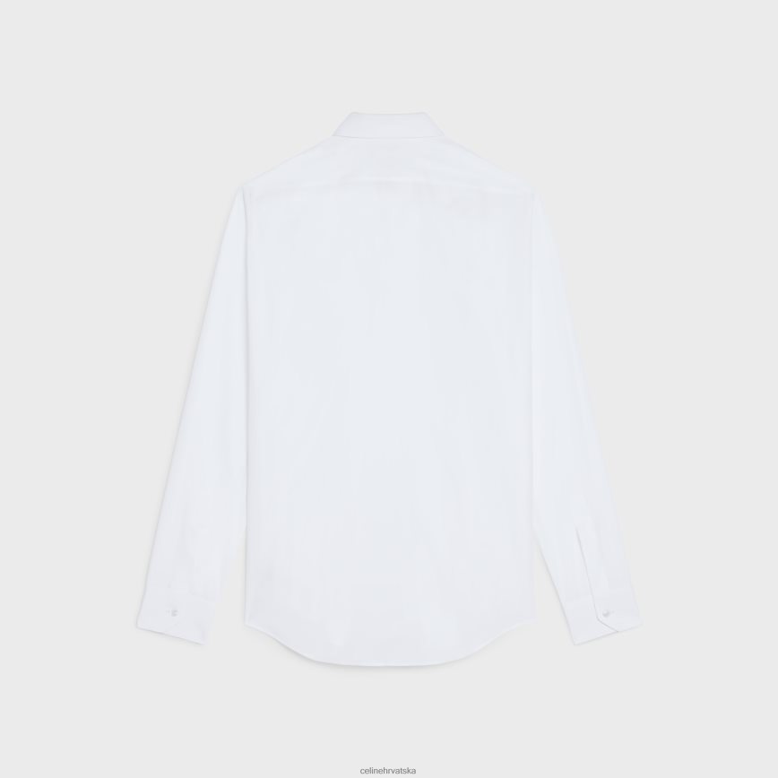 CELINE muškarci široka košulja od pamučnog popelina bijela odjeća 3WE2E1916