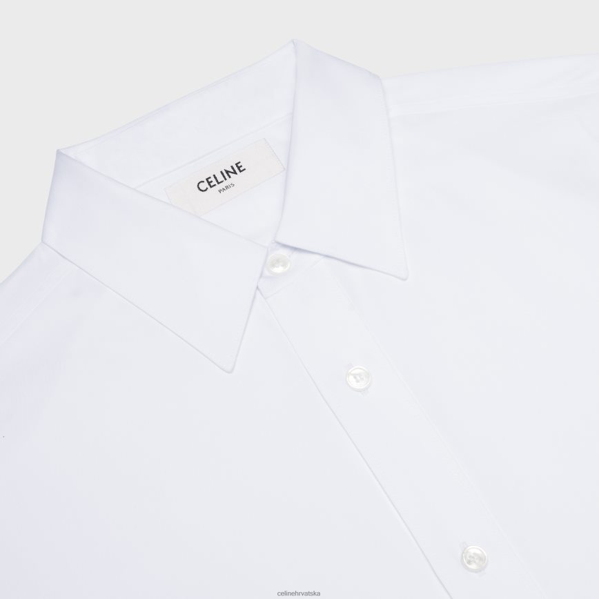 CELINE muškarci široka košulja od pamučnog popelina bijela odjeća 3WE2E1916