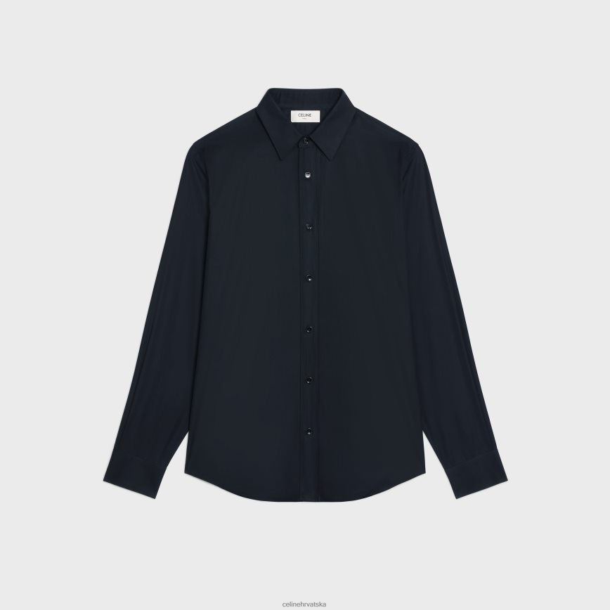 CELINE muškarci široka košulja od pamučnog popelina crno odjeća 3WE2E1912