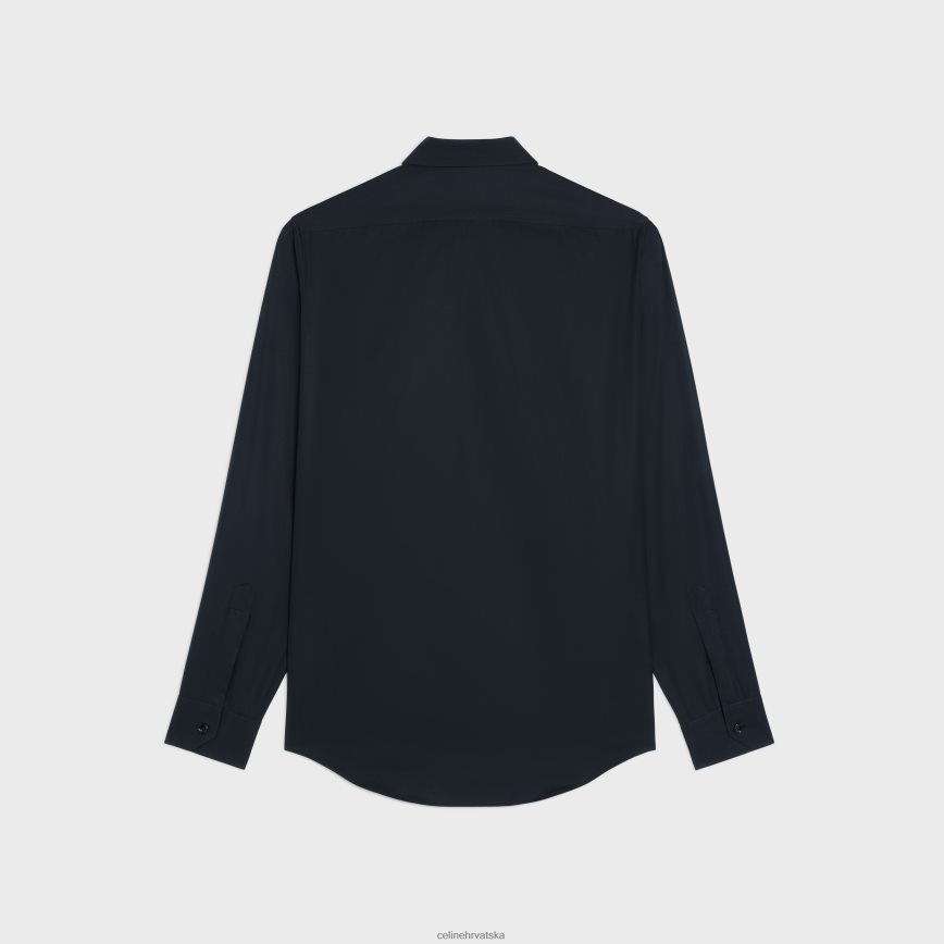 CELINE muškarci široka košulja od pamučnog popelina crno odjeća 3WE2E1912