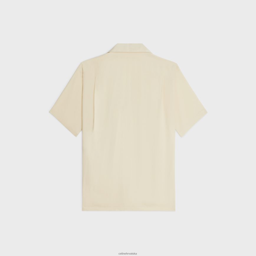 CELINE muškarci izvezena havajska košulja od viskoze mliječno bež odjeća 3WE2E1923